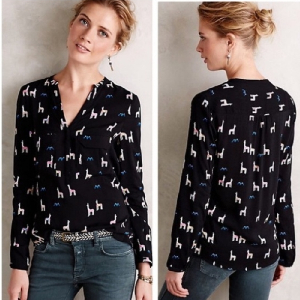 Anthropologie Maeve Llama Top